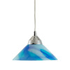 Elk Lighting Refraction 1-Lght Mini Pendant in Polished Chrome with Caribbean Glass 1477/1CAR